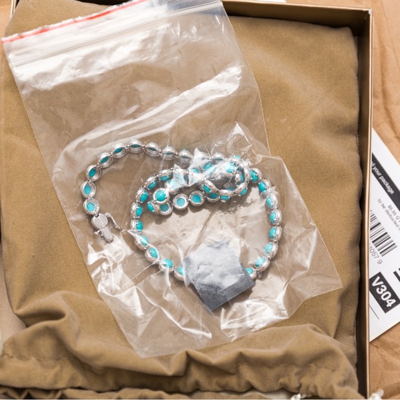 Luxury turquoise tennis necklace diamond cut sterling silver 18” - Picture 14 of 15